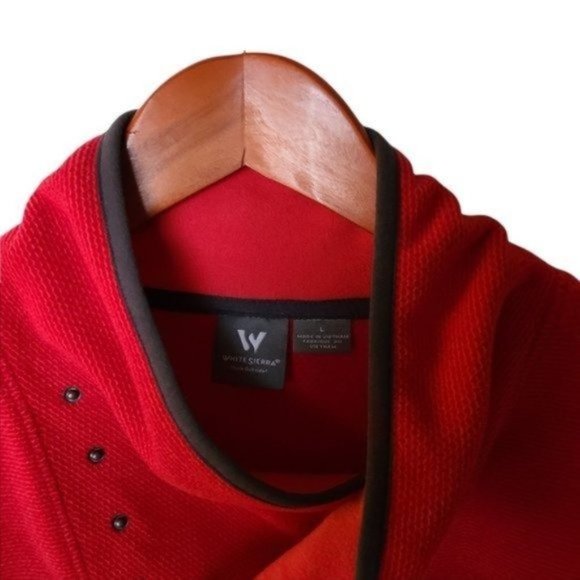 White Sierra Red  Fleece Snap Neck Buttons Pullover‎ size L Large - Picture 5 of 9